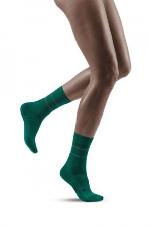 CEP Green Reflective Mid-Cut Compression Socks for Women